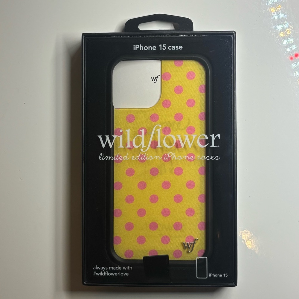 Wildflower iPhone 15 Case Yellow and Pink Polka Dots